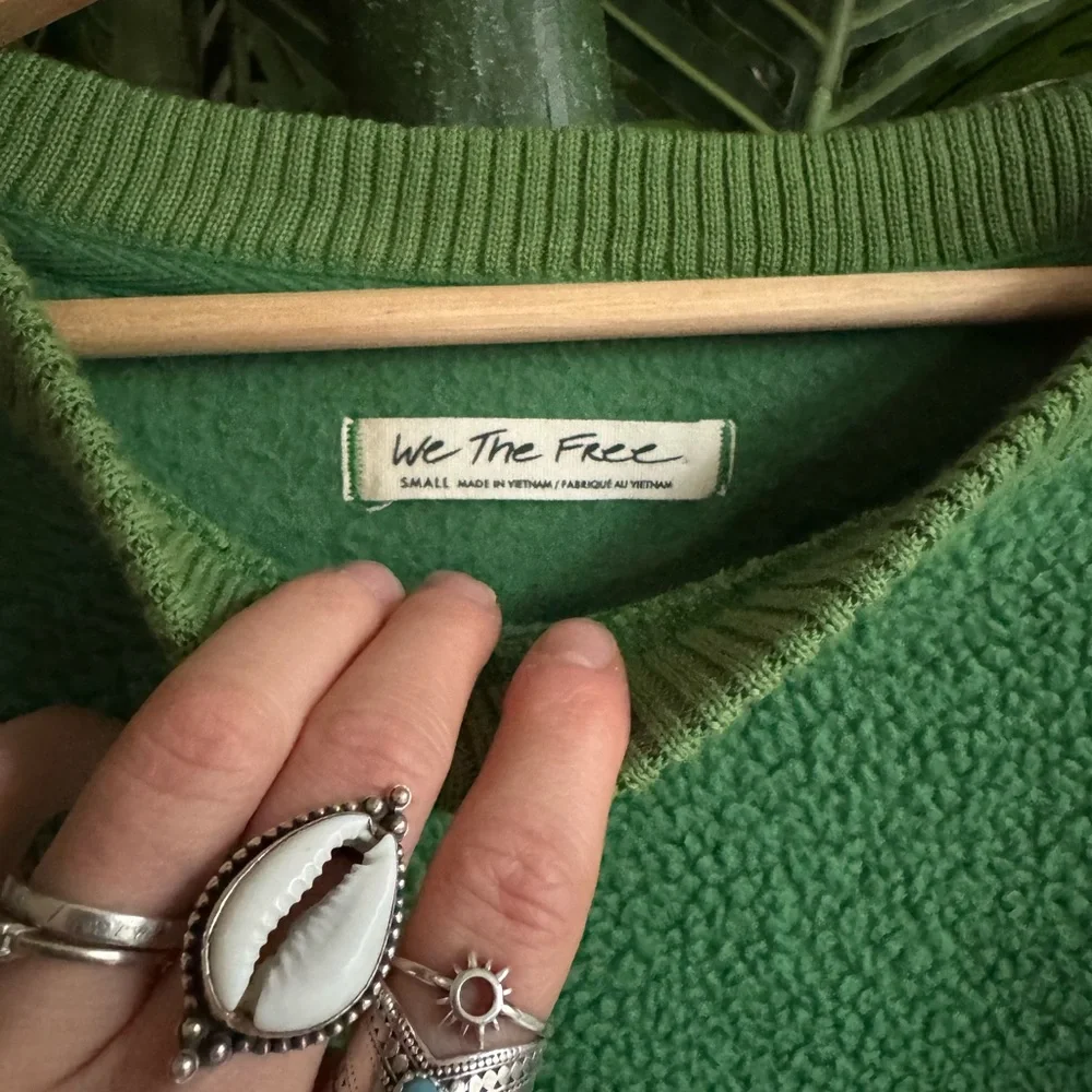 Free People We The Free Cozy Camden Green Crew Neck Sweater - Picture 3 of 6